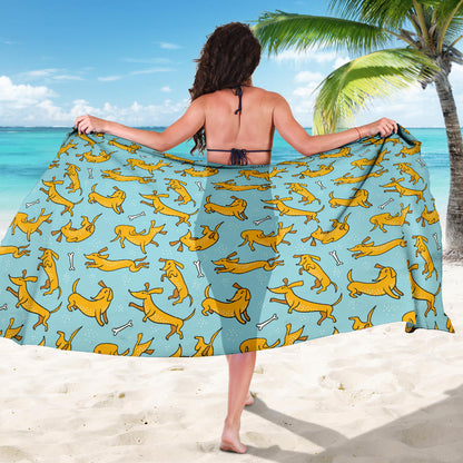 Dachshund Pattern Print Design 08 Sarong Pareo Wrap