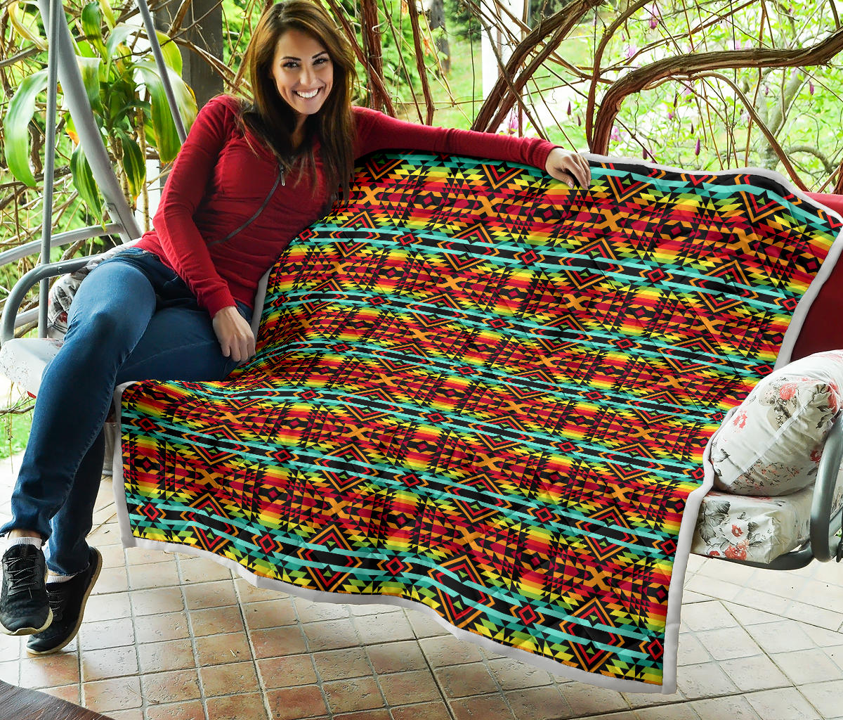 Kente Red Design African Print Quilt Bedspread