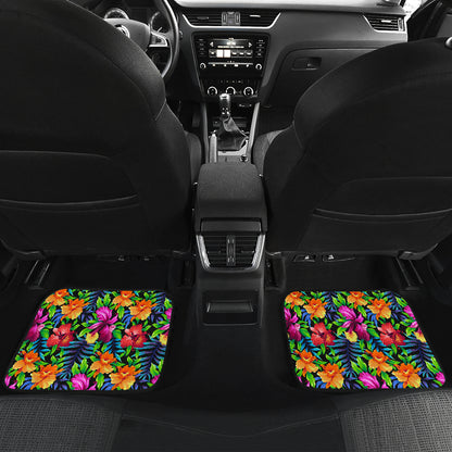 Tropical Folower Colorful Print Car Floor Mats Front Back