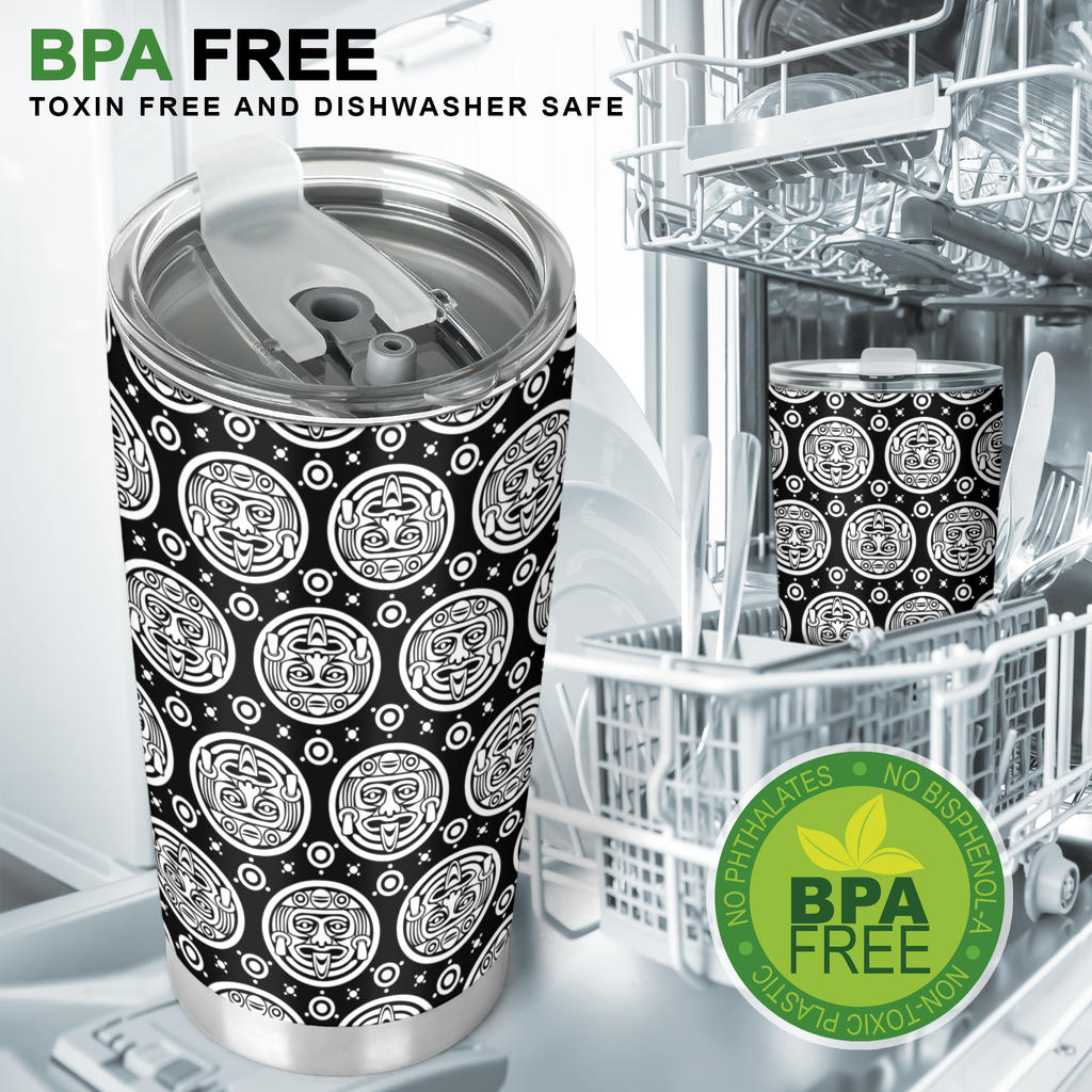 Calendar Aztec White Black Print Pattern Tumbler