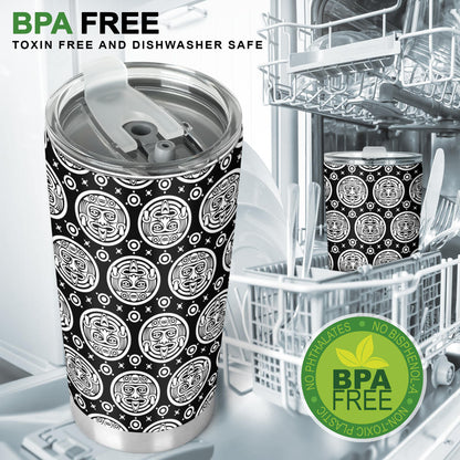Calendar Aztec White Black Print Pattern Tumbler