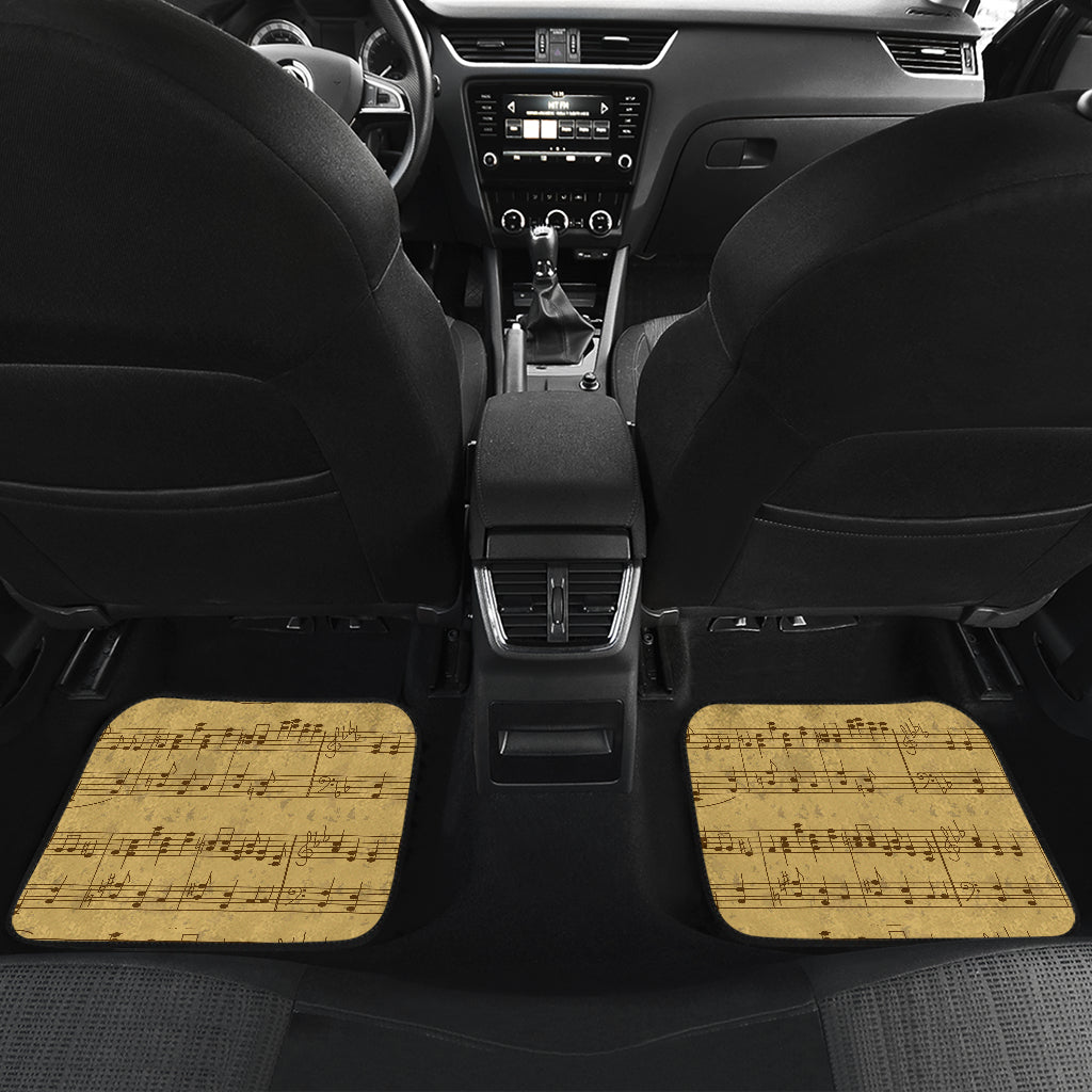 Music Note Vintage Themed Print Car Floor Mats Front Back