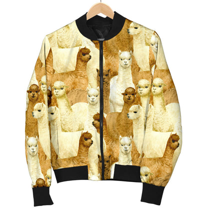 Alpaca Watercolor Design Themed Print Men Bomber Jacket