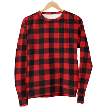 Red Black Buffalo Tartan Plaid Pattern Men Long Sleeve Sweatshirt