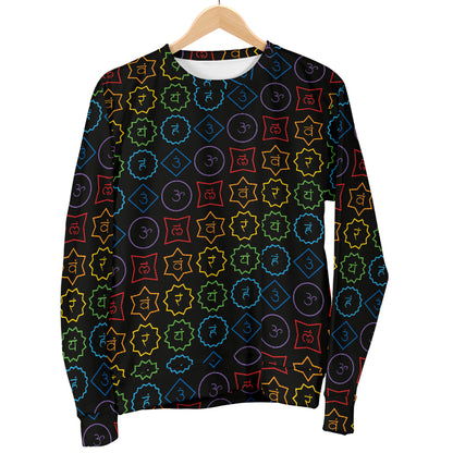 Chakra Colorful Symbol Pattern Women Long Sleeve Sweatshirt
