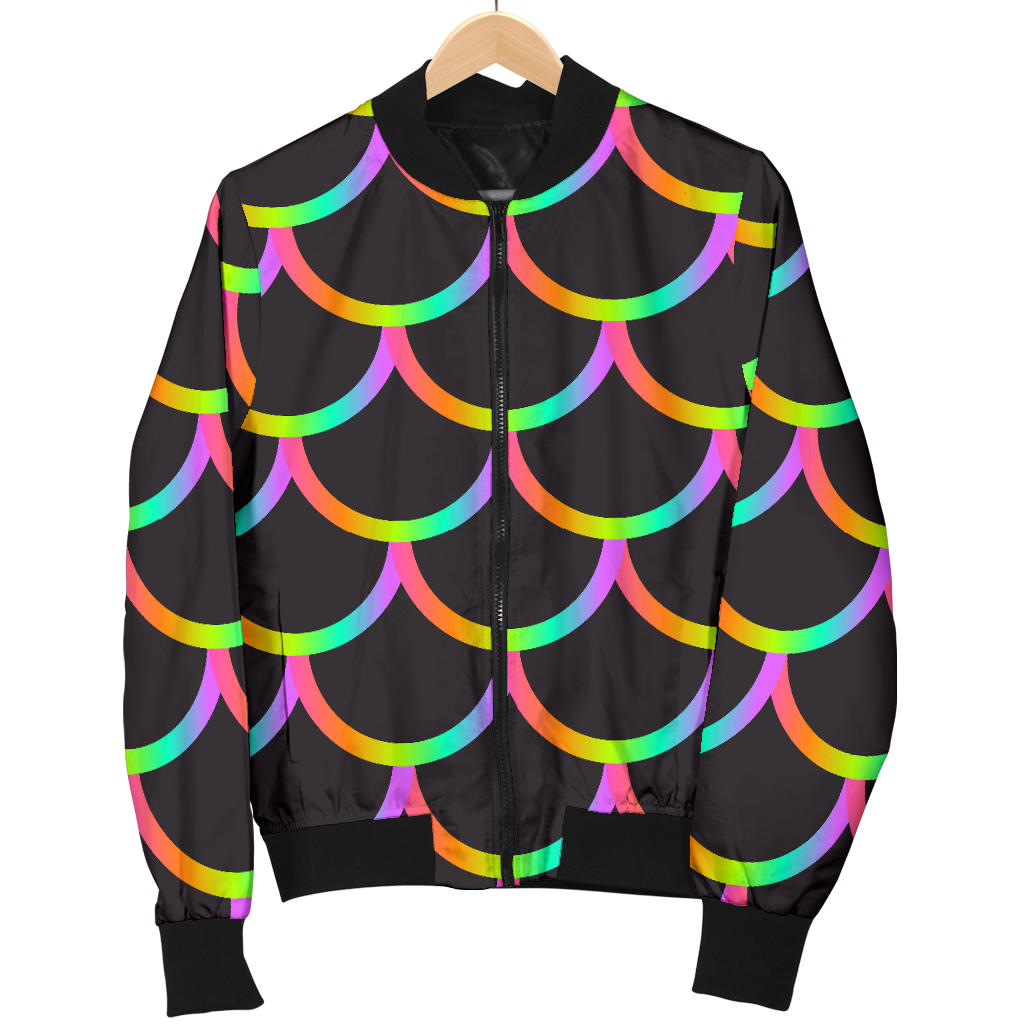 Mermaid Tail Rainbow Design Print Men Bomber Jacket
