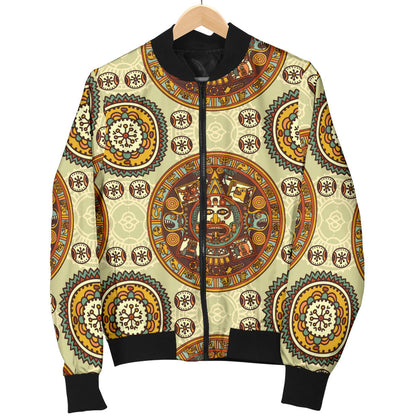 Calendar Aztec Themed Print Pattern Men Bomber Jacket