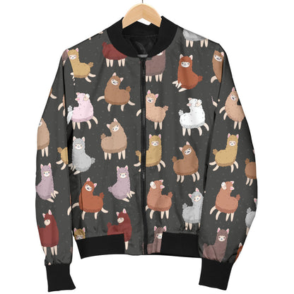 Alpaca Cute Design Themed Print Men Bomber Jacket