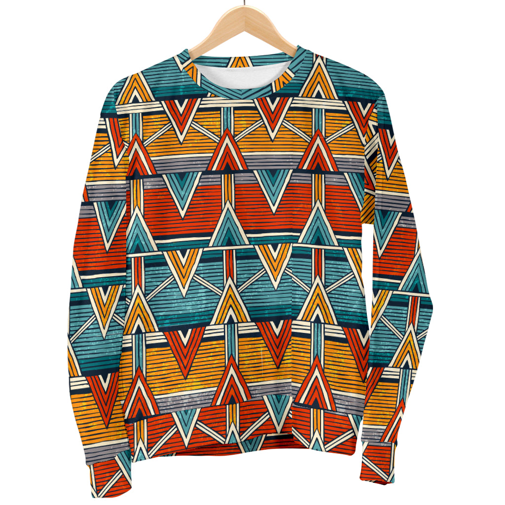 Kente Print African Design Themed Men Long Sleeve Sweatshirt