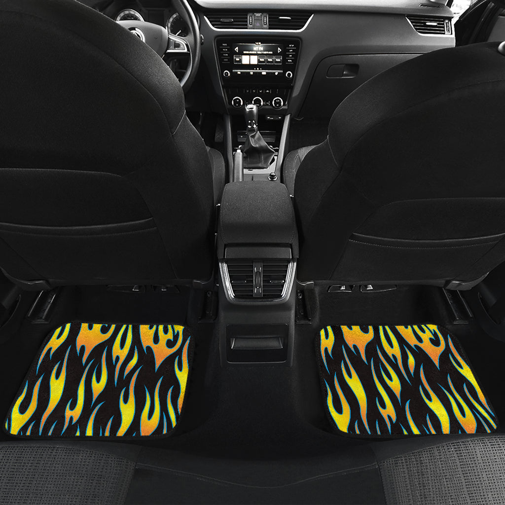 Flame Fire Yellow Pattern Car Floor Mats Front Back