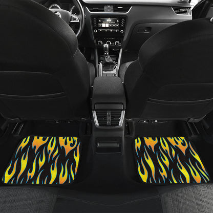 Flame Fire Yellow Pattern Car Floor Mats Front Back