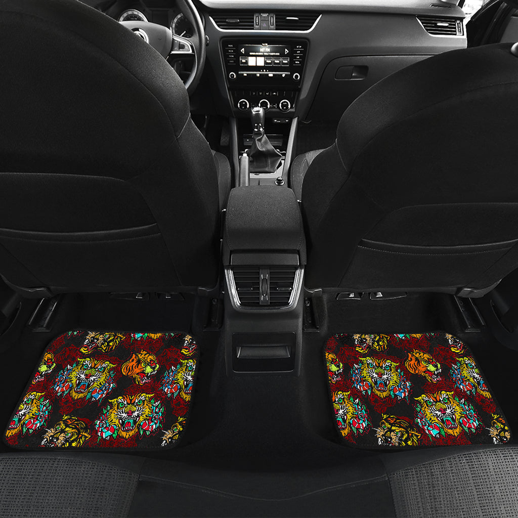 Tattoo Tiger Colorful Design Car Floor Mats Front Back
