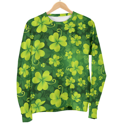 Shamrock Clover Print Men Long Sleeve Sweatshirt