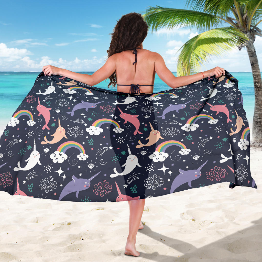 Narwhal Pattern Print Design 01 Sarong Pareo Wrap