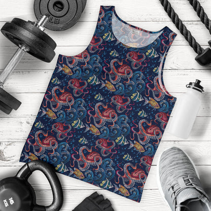 Octopus Deep Sea Print Themed Men Tank Top