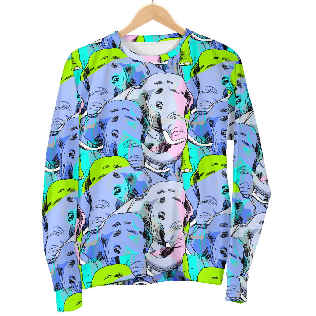 Elephant Art color Print Pattern Women Long Sleeve Sweatshirt