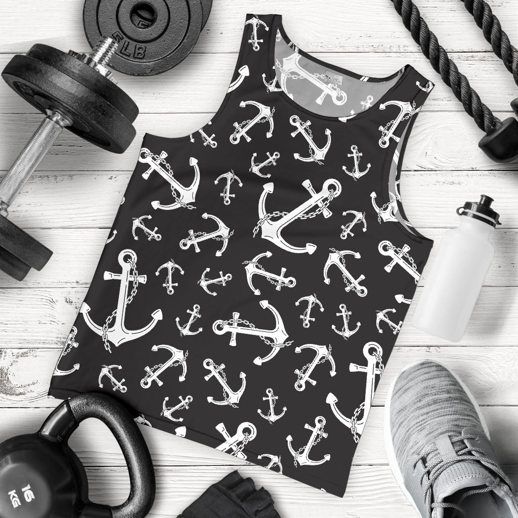 Anchor Black White Men Tank Top