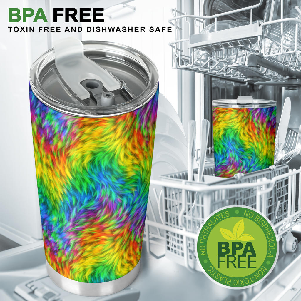 Rainbow Fur Design Print Tumbler