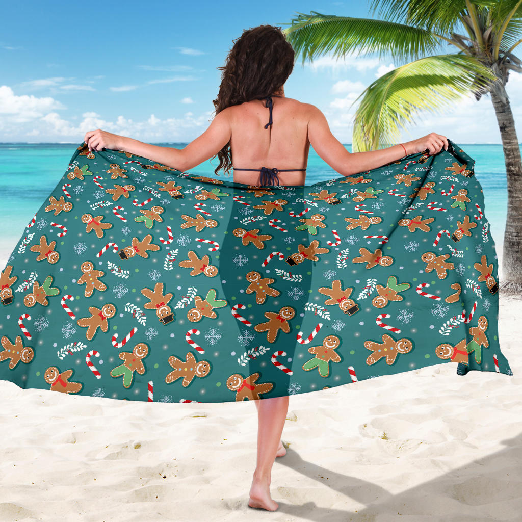 Gingerbread Pattern Print Design 05 Sarong Pareo Wrap