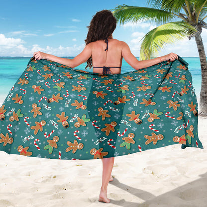 Gingerbread Pattern Print Design 05 Sarong Pareo Wrap
