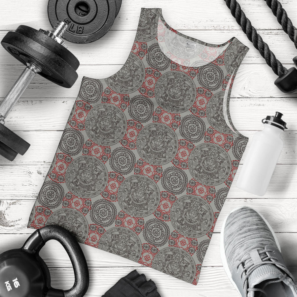Calendar Aztec Style Print Pattern Men Tank Top