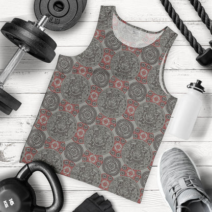 Calendar Aztec Style Print Pattern Men Tank Top