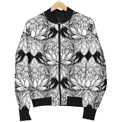 Lotus Mandala Print Pattern Men Bomber Jacket