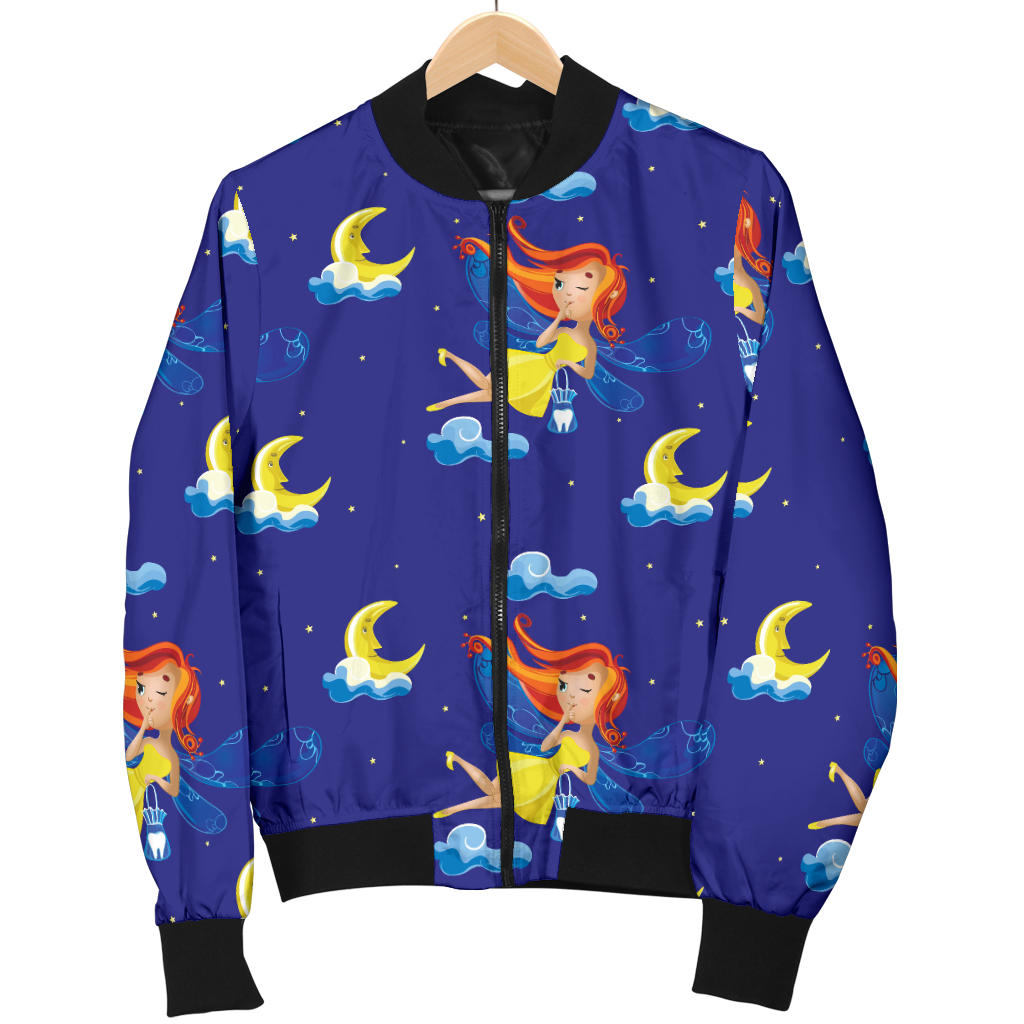 Fairy with Moon Print Pattern Men Bomber Jacket
