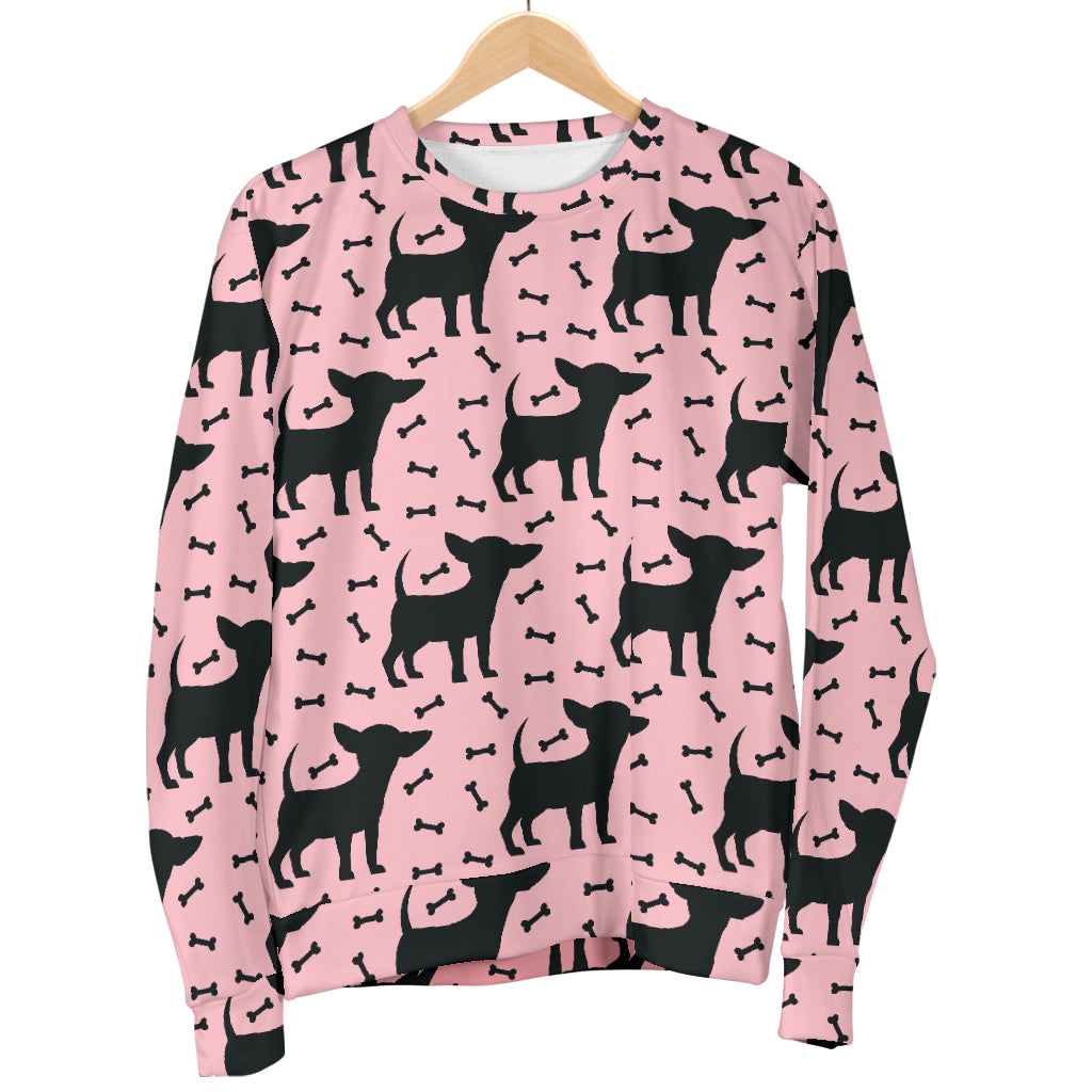 Chihuahua Pink Print Pattern Women Long Sleeve Sweatshirt
