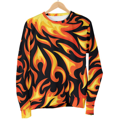 Flame Fire Design Pattern Men Long Sleeve Sweatshirt
