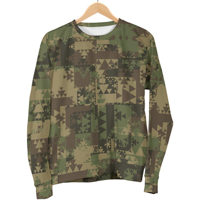 Camouflage Aztec Green Army Print Men Long Sleeve Sweatshirt