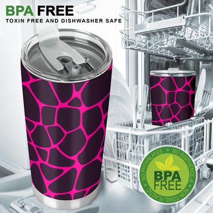 Giraffe Pink Background Texture Print Tumbler