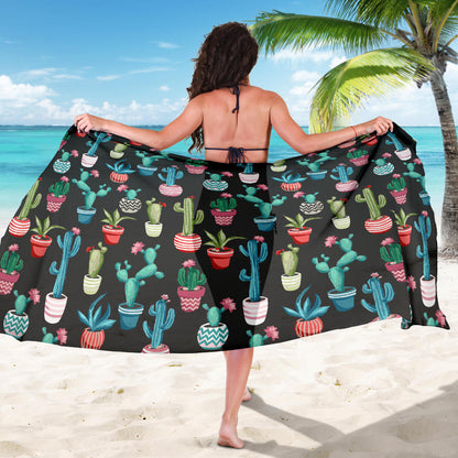 Cactus Pattern Print Design 02 Sarong Pareo Wrap