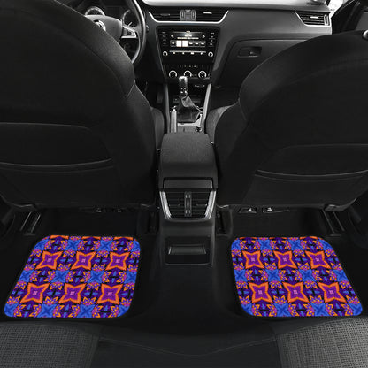 kaleidoscope Purple Orange Print Design Car Floor Mats Front Back
