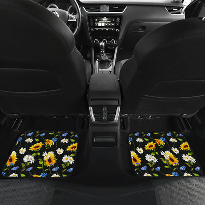 Sunflower Chamomile Bright Color Print  Car Floor Mats Front Back