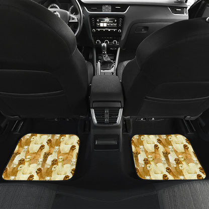 Alpaca Watercolor Design Themed Print Car Floor Mats Front Back