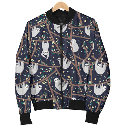 Sloth Happy Design Themed Print Men Bomber Jacket