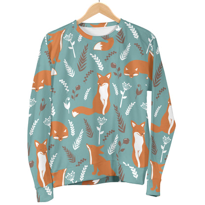 Fox Forest Print Pattern Men Long Sleeve Sweatshirt