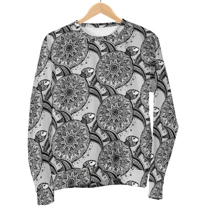 Tribal Turtle Polynesian Themed Print Men Long Sleeve Sweatshirt