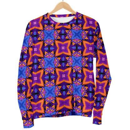 kaleidoscope Purple Orange Print Design Women Long Sleeve Sweatshirt