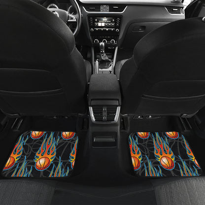 Basketball Fire Print Pattern Car Floor Mats Front Back