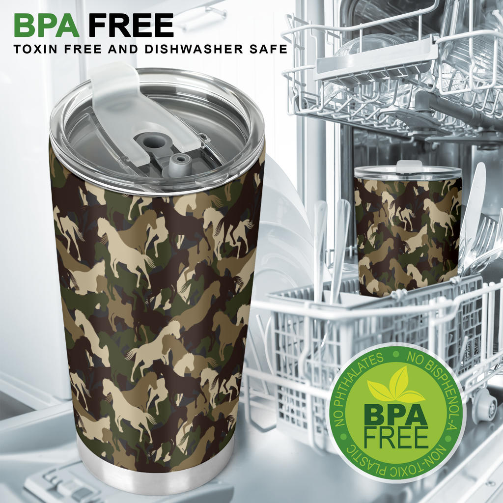 Horse Camo Themed Design Print Tumbler