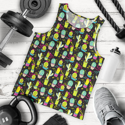 Cactus Neon Style Print Pattern Men Tank Top