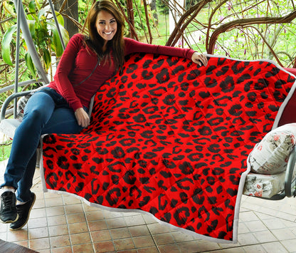 Leopard Red Skin Print Quilt Bedspread