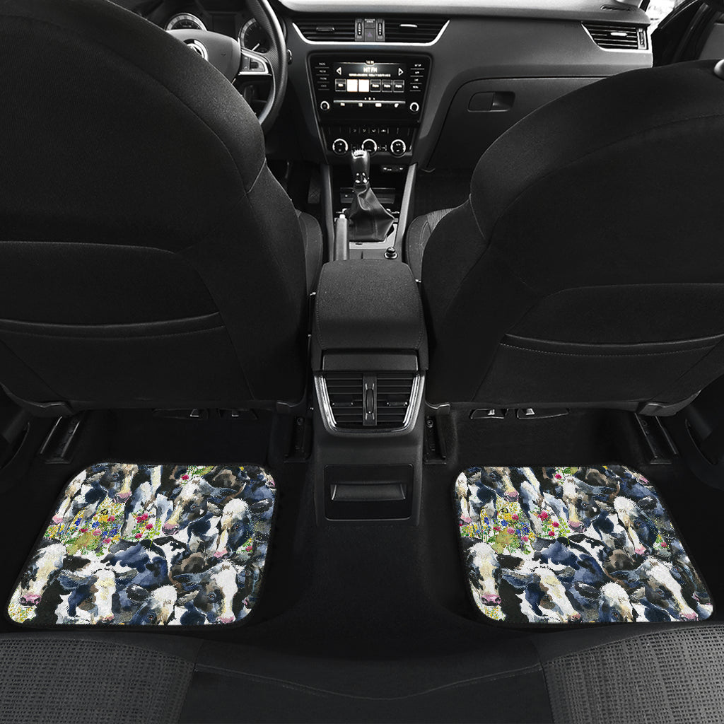 Cow Watercolor Print Pattern Car Floor Mats Front Back