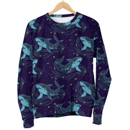 Shark Themed Print Women Long Sleeve Sweatshirt