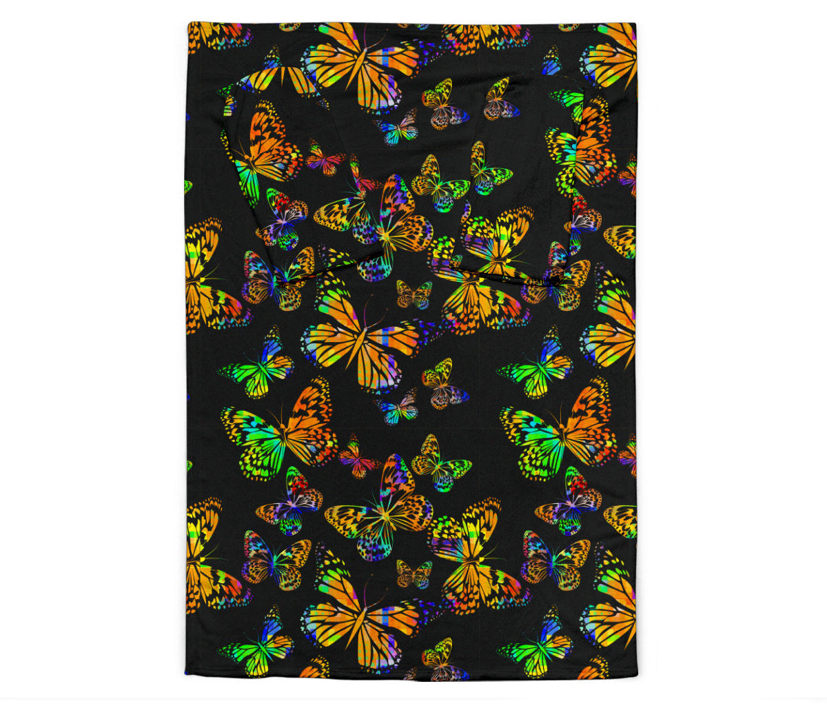 Butterfly Neon Color Print Pattern Adult Sleeve Blanket