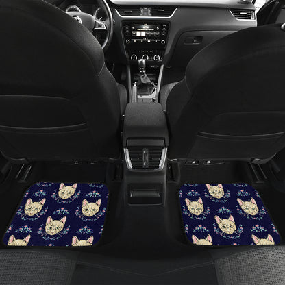 Cat Head with flower Print Pattern Car Floor Mats Front Back