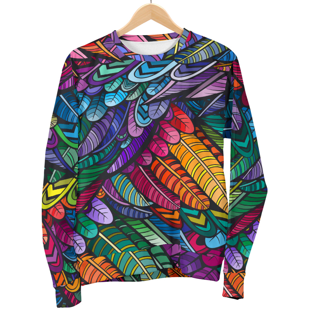 Feather Multicolor Design Print Women Long Sleeve Sweatshirt