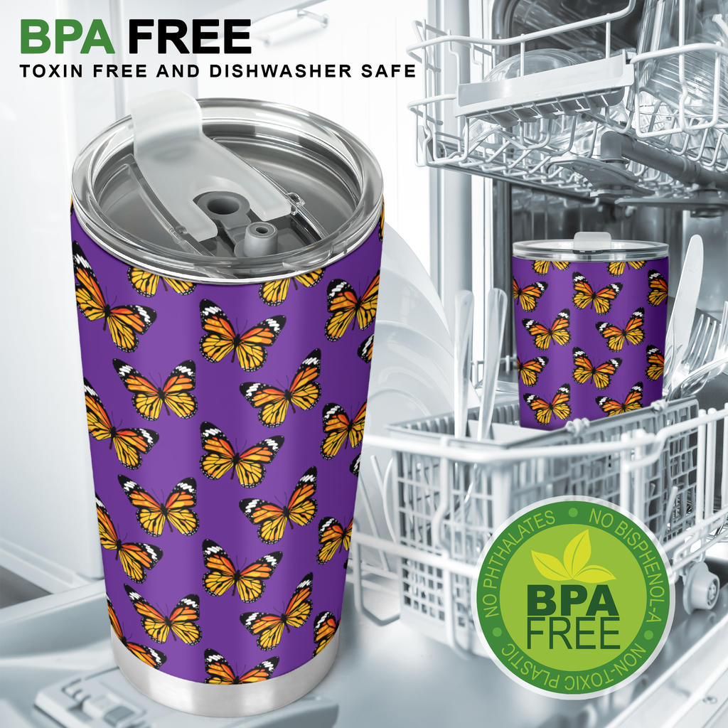 Monarch Butterfly Purple Print Pattern Tumbler